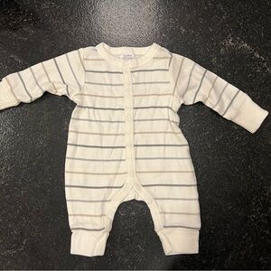Cream and Gray Striped Baby Bodysuit